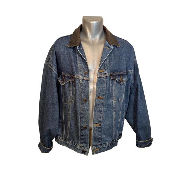1990's International Denim Gibson Custom Shop Embroidered Denim Jacket, Leather - Picture 3 of 8